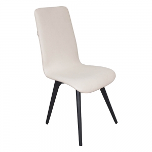Chaise moderne confortable en tissu blanc et bois fabrication française - Lotus