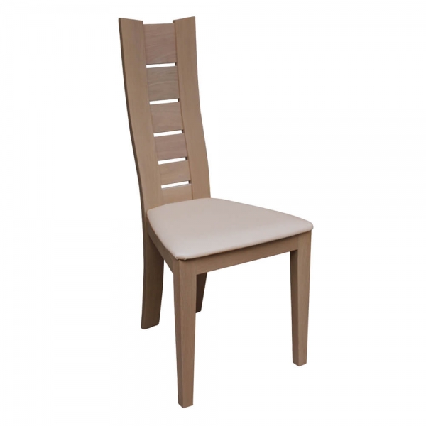 Chaise de séjour en bois massif et revêtement blanc - Anis 1450 - 4