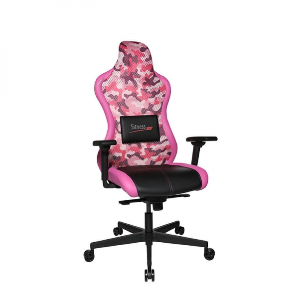 Chaise d'ordinateur gamer rose et noir avec roulettes - Sitness - 22