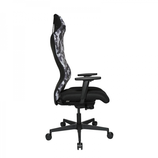 Chaise de gamer inclinable en tissu camouflage gris et blanc - Sitness - 5
