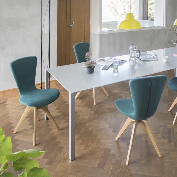 Chaise de salle à manger design en tissu vert/bleu - Invite  - 3