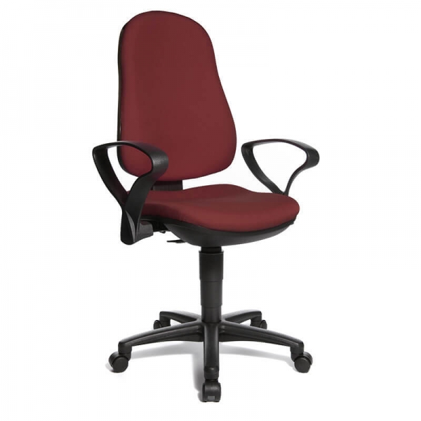 Siège de bureau rouge foncé avec accoudoirs et roulettes – Support P - 39