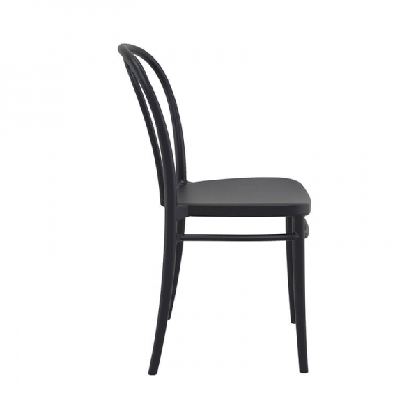 Chaise de terrasse empilable en plastique noir - Victor - 18