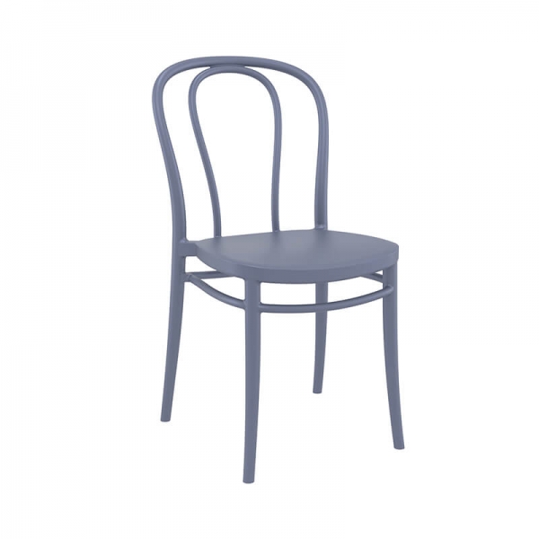 Chaise de bistrot en plastique gris empilable - Victor - 10