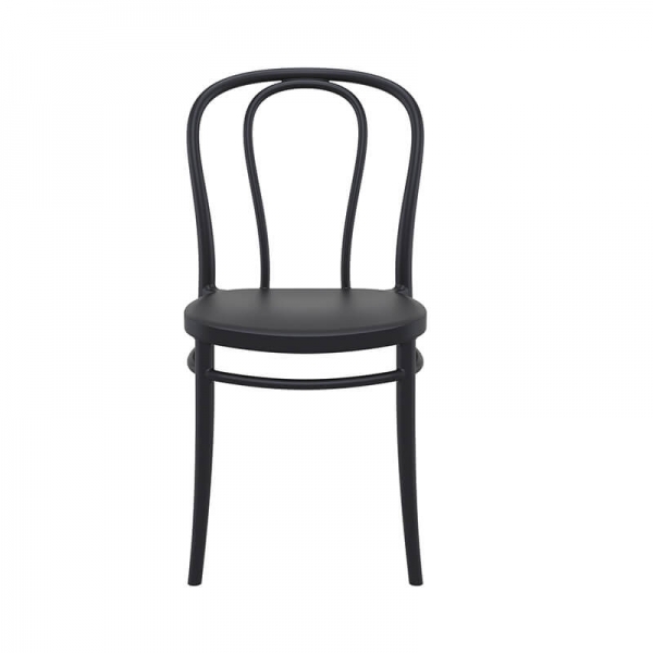 Chaise empilable noire en plastique style bistrot - Victor - 14