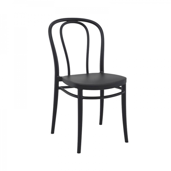 Chaise bistrot empilable noire en plastique - Victor - 15