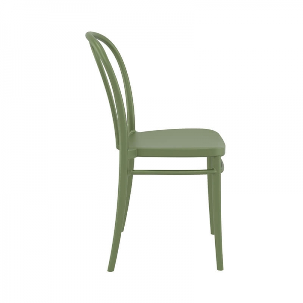 Chaise de bistrot en polypropylène vert empilable - Victor - 21