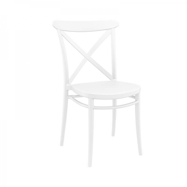 Chaise d'extérieur blanche en plastique empilable - Cross - 4
