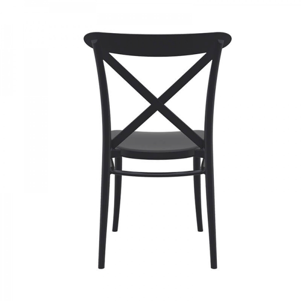 Chaise d'extérieur style bistrot en plastique noir - Cross - 15
