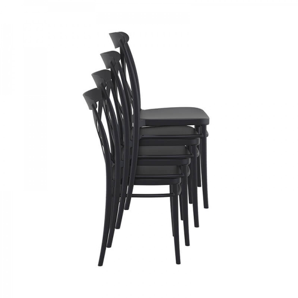 Chaise empilable noire en polypropylène pour l'extérieur - Cross - 19