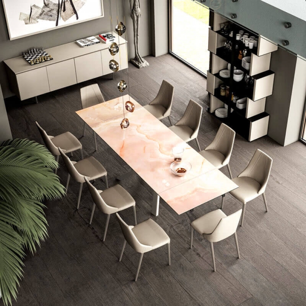 Table de salle à manger extensible design italien en verre - Romeo - 3