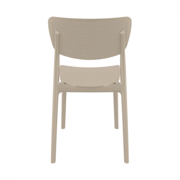 Chaise d'extérieur en plastique taupe micro perforé empilable - Lucy - 28