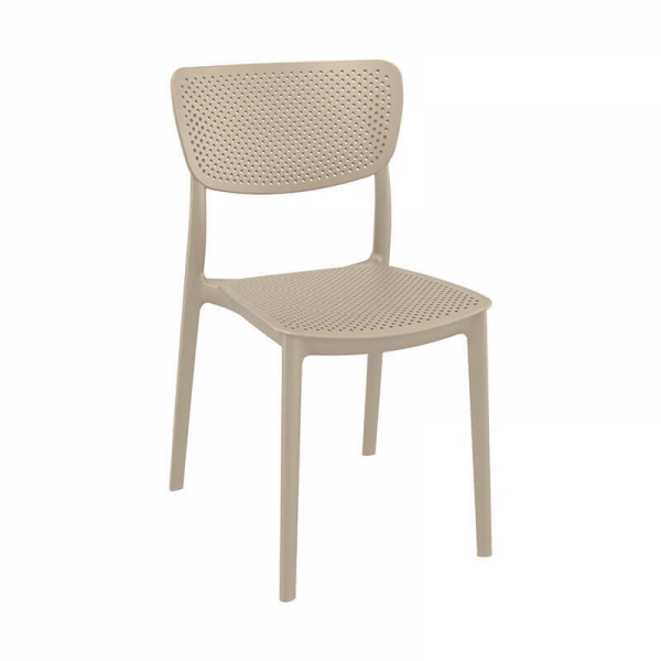 Chaise de terrasse en polypropylène taupe empilable - Lucy - 26