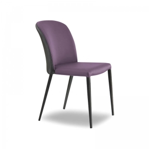chaise moderne italienne violette avec pieds en métal carrés - Julie