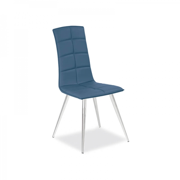chaise matelassée italienne bleue avec pieds en métal - Oregon - 2
