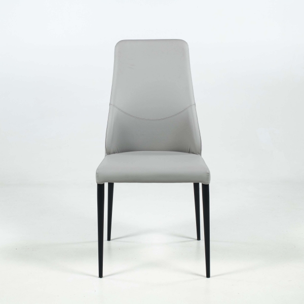 chaise moderne en synthétique gris clair avec dossier incurvé - Mathilde - 2