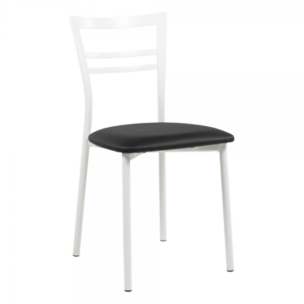 Chaise de cuisine métal blanc assise noire - Go 1419 - 71