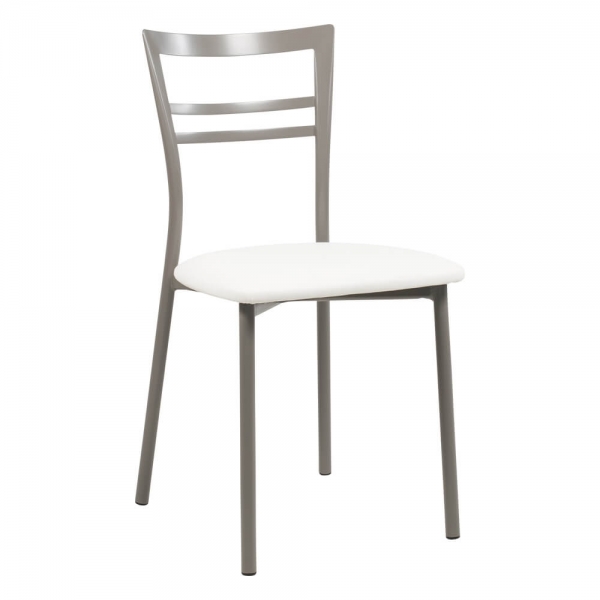 Chaise de cuisine structure métal assise blanche - Go 1419 - 74