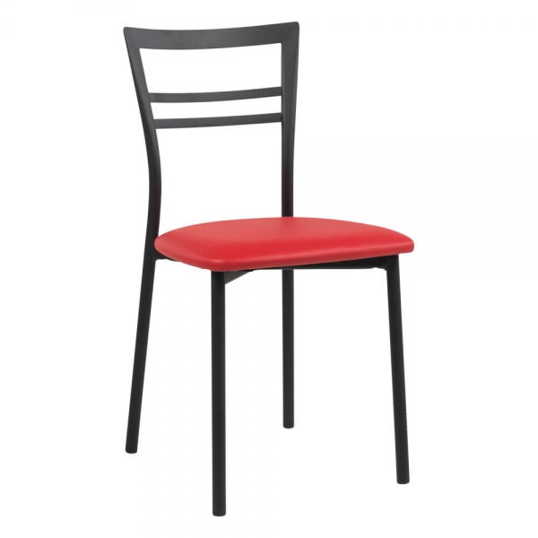 Chaise de cuisine métal noir assise rouge - Go 1419 - 77