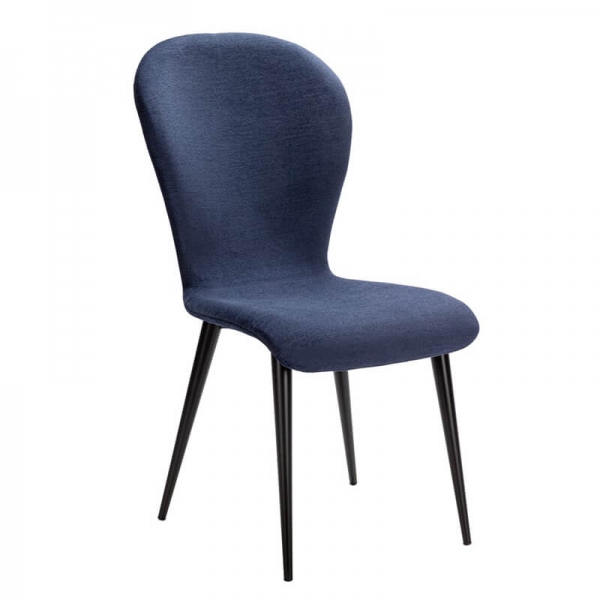 Chaise bleue avec revêtement en tissu et pieds métal française - Lila Eco - 19