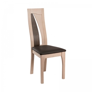 Chaise made in France avec dossier haut en bois et synthétique - Zena