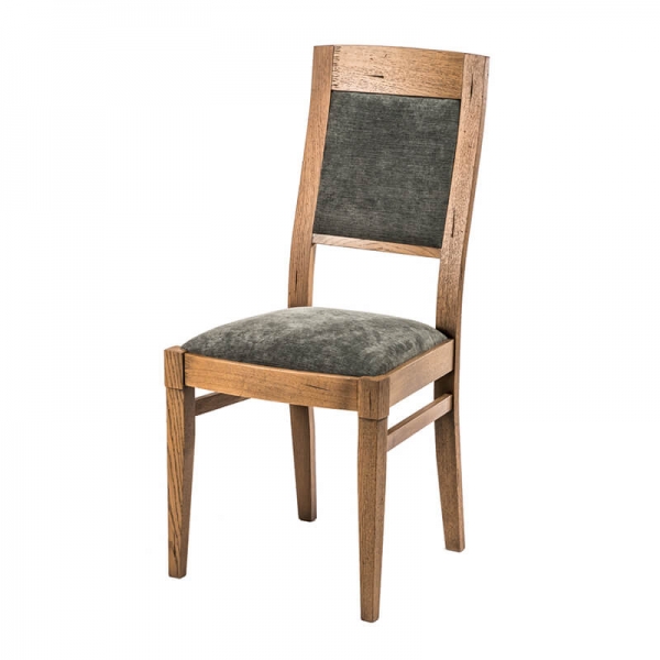 Chaise en bois française avec assise tissu - Vintage - 2