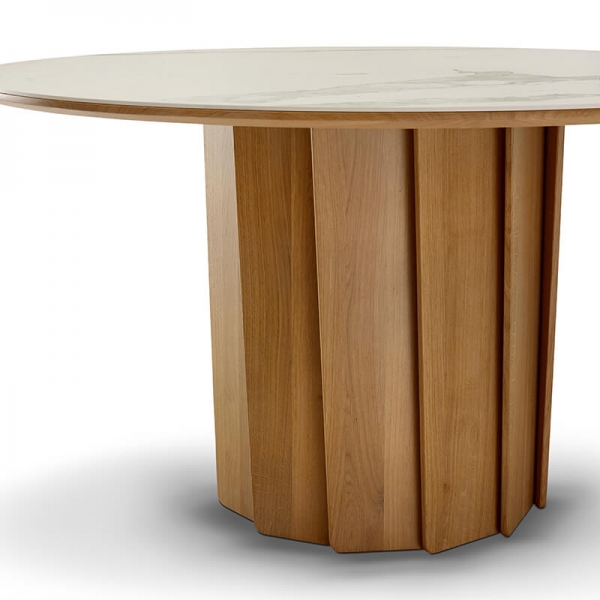 Table ronde en céramique avec piétement bois fabrication française - Volute - 9