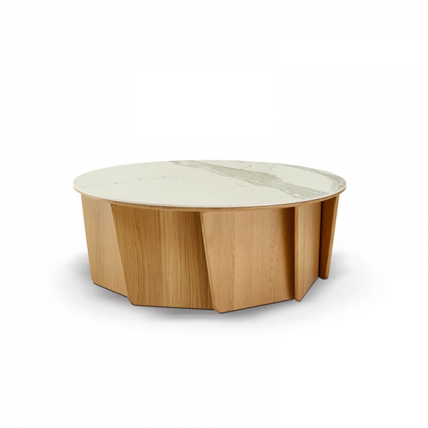Table basse fabrication française avec plateau céramique et bois - Volute - 6