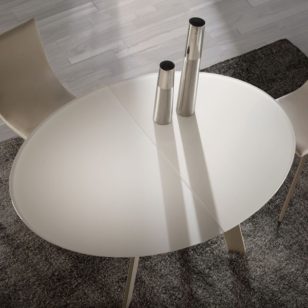 Table de salle à manger design ovale en verre avec allonge - 2