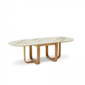 Table à manger en céramique et bois avec allonge