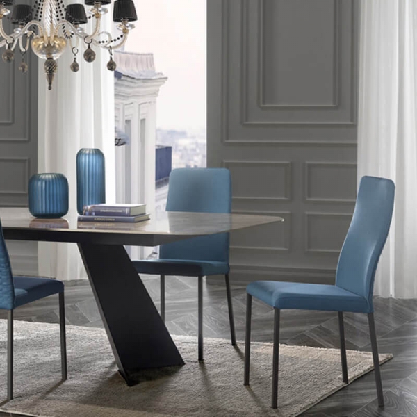 Chaise de salle à manger en tissu bleu made in Italy - Laura - 2