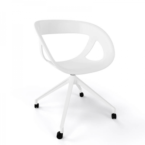Chaise de bureau à roulettes en technopolymère blanc fabriquée en Italie - Moema UR - 2