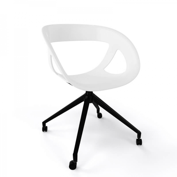 Chaise de bureau à roulettes en technopolymère blanc fabriquée en Italie - Moema UR - 11