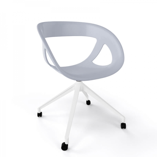 Chaise de bureau pivotante à roulettes en technopolymère gris fabriquée en Italie - Moema UR - 4