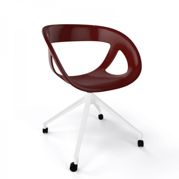 Chaise de bureau pivotante à roulettes en technopolymère marron fabriquée en Italie - Moema UR - 5