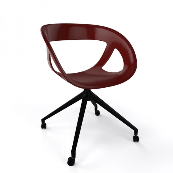 Chaise de bureau à roulettes en technopolymère marron fabriquée en Italie - Moema UR - 14