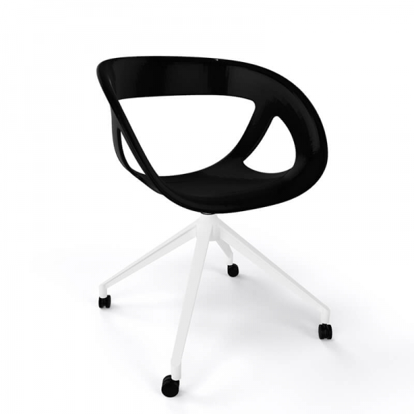 Chaise de bureau pivotante à roulettes en technopolymère noir fabriquée en Italie - Moema UR - 6