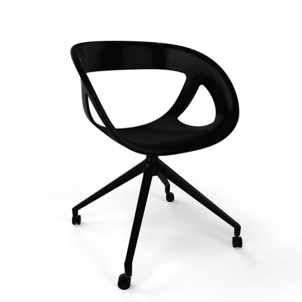 Chaise de bureau à roulettes en technopolymère noir fabriquée en Italie - Moema UR - 15