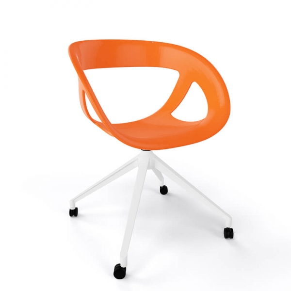 Chaise de bureau pivotante à roulettes en technopolymère orange fabriquée en Italie - Moema UR - 7
