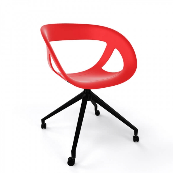 Chaise de bureau à roulettes en technopolymère rouge fabriquée en Italie - Moema UR - 17