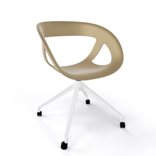 Chaise de bureau pivotante à roulettes en technopolymère taupe fabriquée en Italie - Moema UR - 9