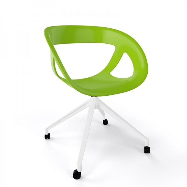 Chaise de bureau pivotante à roulettes en technopolymère vert fabriquée en Italie - Moema UR - 10