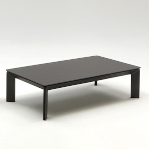 Table basse rectangulaire italienne en céramique noir et pieds en aluminium noir - Class