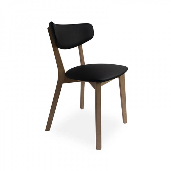Chaise pieds en bois et assise rembourrée de fabrication européenne - Mia PU