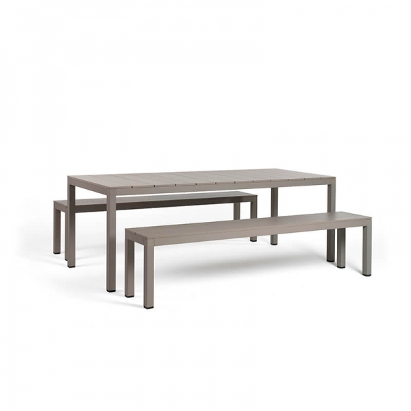 Salon de jardin avec table et bancs en aluminium fabriqué en Italie - Set Rio Bench Alu - 5