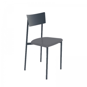 chaise en métal avec assise rembourrée noire made in France