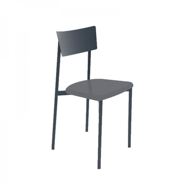 chaise en métal avec assise rembourrée noire made in France - 1