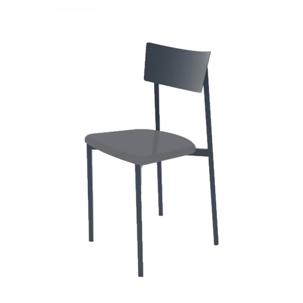 chaise avec dossier et pieds métalliques noirs fabriquée en France - 2