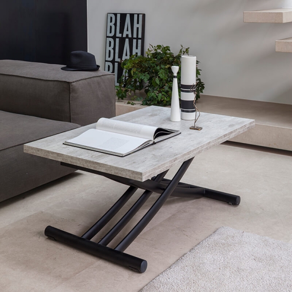 Table italienne avec pieds relevables couleur graphite et plateau rabattable en mélaminé effet ciment  - Fenice AT050 - 3
