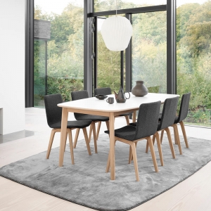 Table rectangulaire extensible en stratifié blanc conçue au Danemark - SM118-119